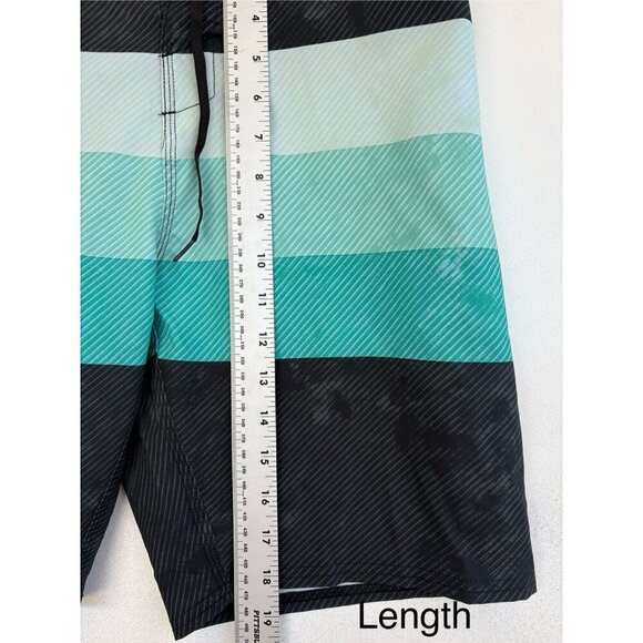 ONeill Mens Hyperfreak Striped Boardshorts Size 30 Black & Green Polyester Blend - Picture 5 of 7